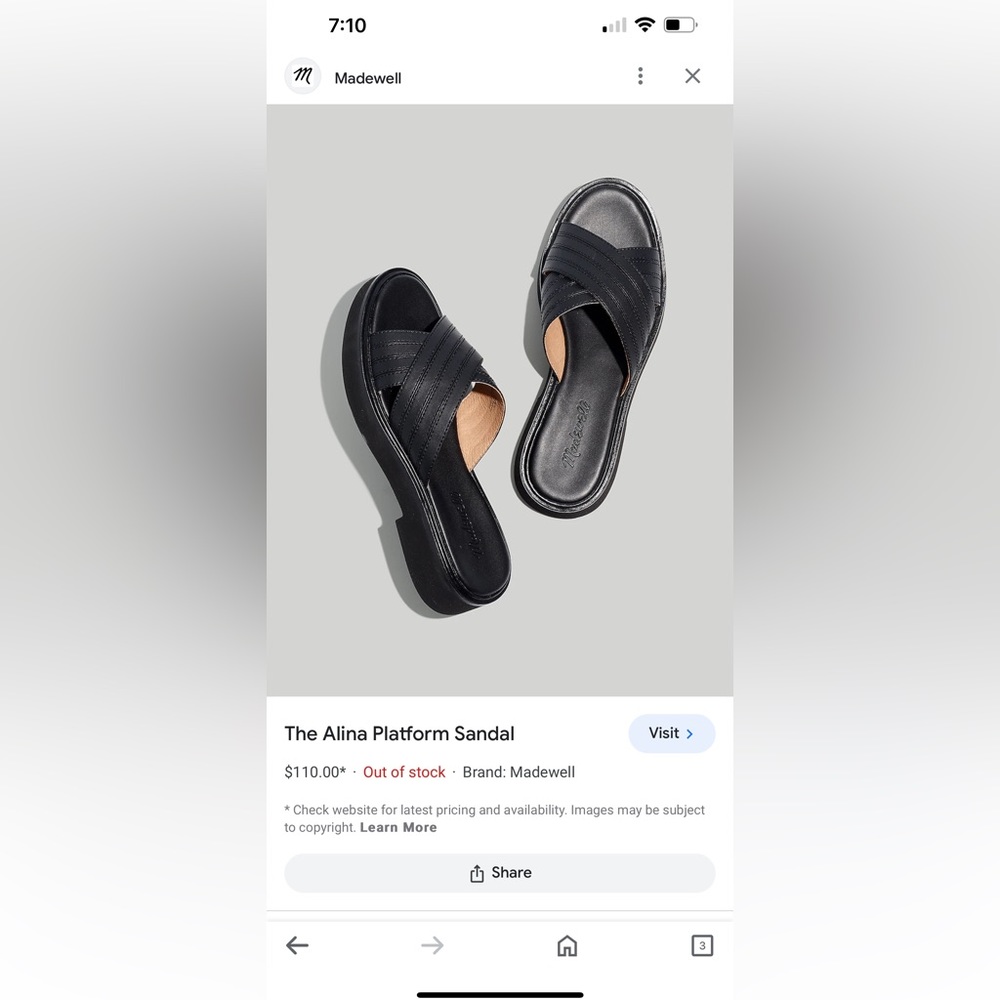 New madewell Alina black leather platforms size 6